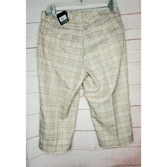 Pebble Beach Performance Size 10 Long Beige Plaid Shorts, Lightweight Polyester - Picture 2 of 11